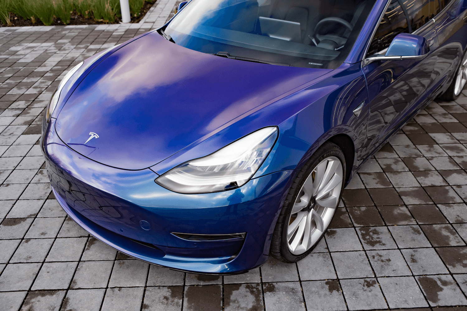 Blue Tesla detailed by Dynamite Details in Delaware