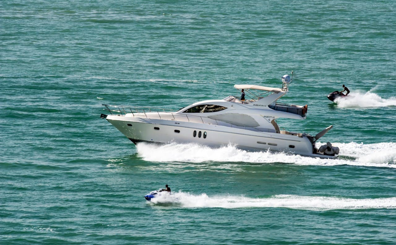 Jet ski cutting across open water on the Delmarva Peninsula
